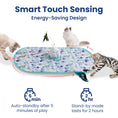 Load image into Gallery viewer, Three cats play with a colorful cat play mat featuring an automatic cat toy. The design has smart touch sensing and energy-saving features.