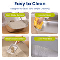 Load image into Gallery viewer, Image showcases a kitty litter box highlighting features: non-sticky surface, easy cleaning, odor resistance, and a leak-proof seal.