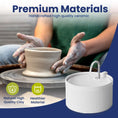Load image into Gallery viewer, A person shapes a ceramic pot for PawsPik Pet Water Fountain on a wheel, showcasing premium quality materials and craftsmanship in pottery.