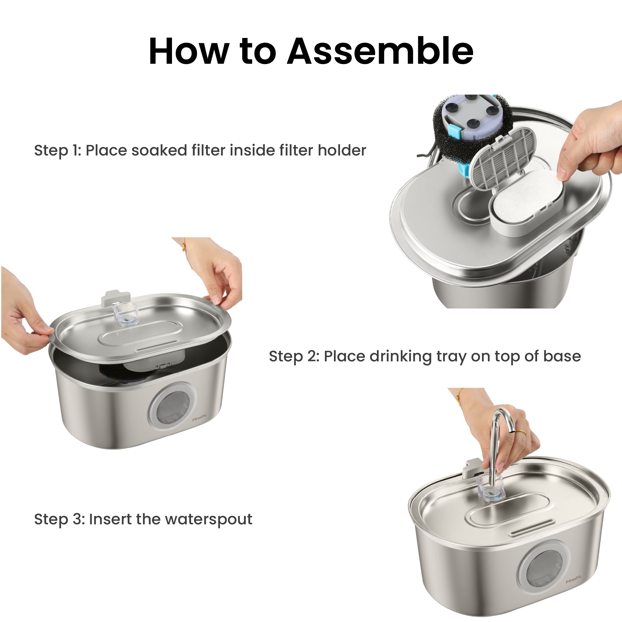 PawsPik® Dog & Cat Water Fountain Made with Stainless Steel