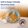 Load image into Gallery viewer, A sleeping orange cat wears a soft cat recovery collar highlighting its comfort compared to traditional plastic cones.