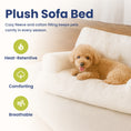 Load image into Gallery viewer, A plush dog sofa bed with cozy fleece and cotton filling, designed to keep pets comfortable in all seasons.
