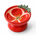 Load image into Gallery viewer, PawsPik® Fresh Picks Holiday Collection Elevated Ceramic Cat Bowl, Tomato, 8-oz