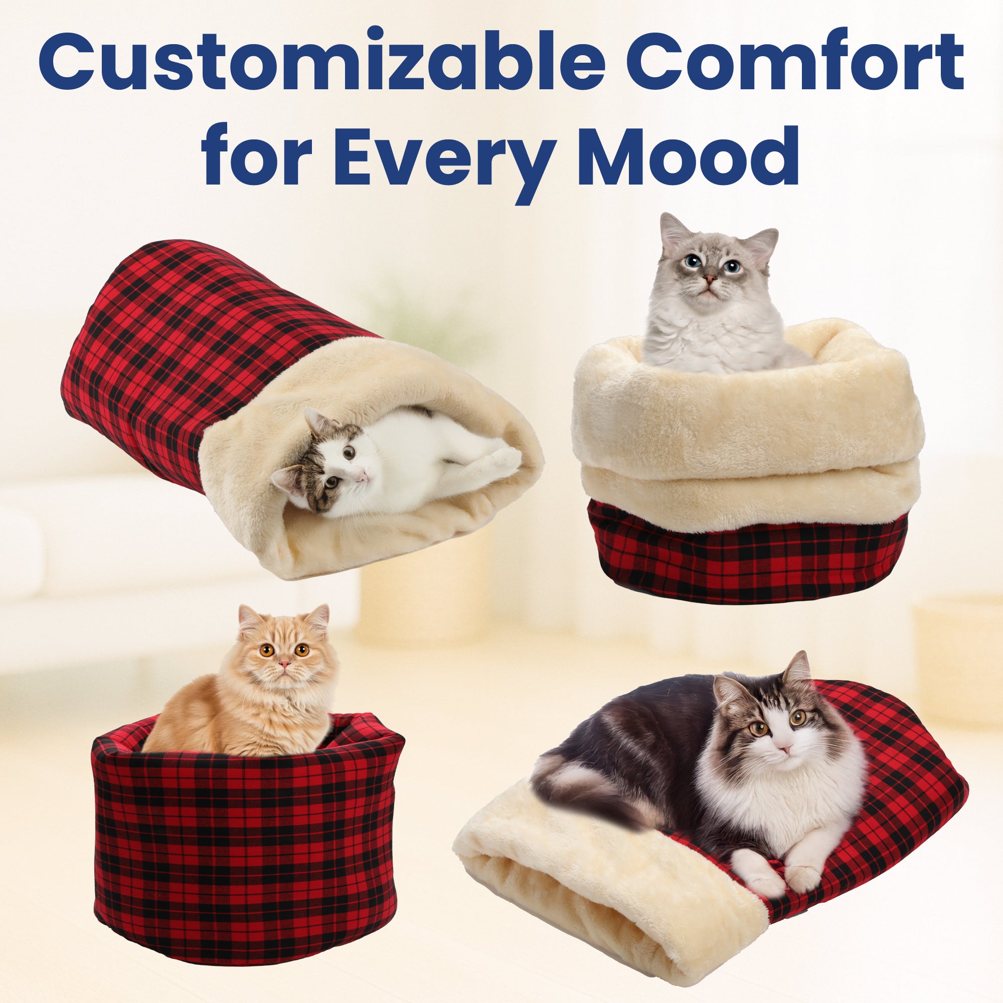 PawsPik® Self Warming Covered Dog & Cat Cave Bed, Small
