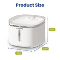 Load image into Gallery viewer, A white pet fountain with a transparent top, measuring 7.64" x 7.64" x 5.94", labeled with product dimensions.