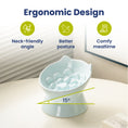Load image into Gallery viewer, A light blue cat food bowl with a 15° ergonomic design, promoting better posture and comfort during mealtime.