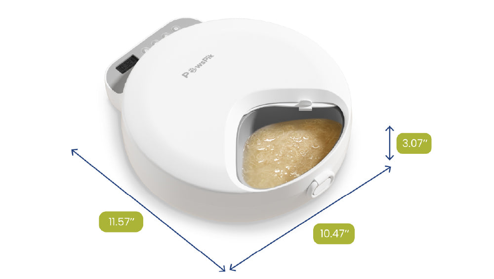 PawsPik Pet food dispenser showcasing a modern design, ideal for keeping meals healthy for pets with ease and convenience.
