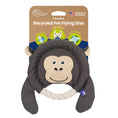 Load image into Gallery viewer, A plush monkey dog toy by PawsPik with a rope ring, on a card labelled as "Recycled Pet Flying Disc".