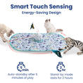 Load image into Gallery viewer, Three cats play with a colorful cat play mat featuring an automatic cat toy. The design has smart touch sensing and energy-saving features.
