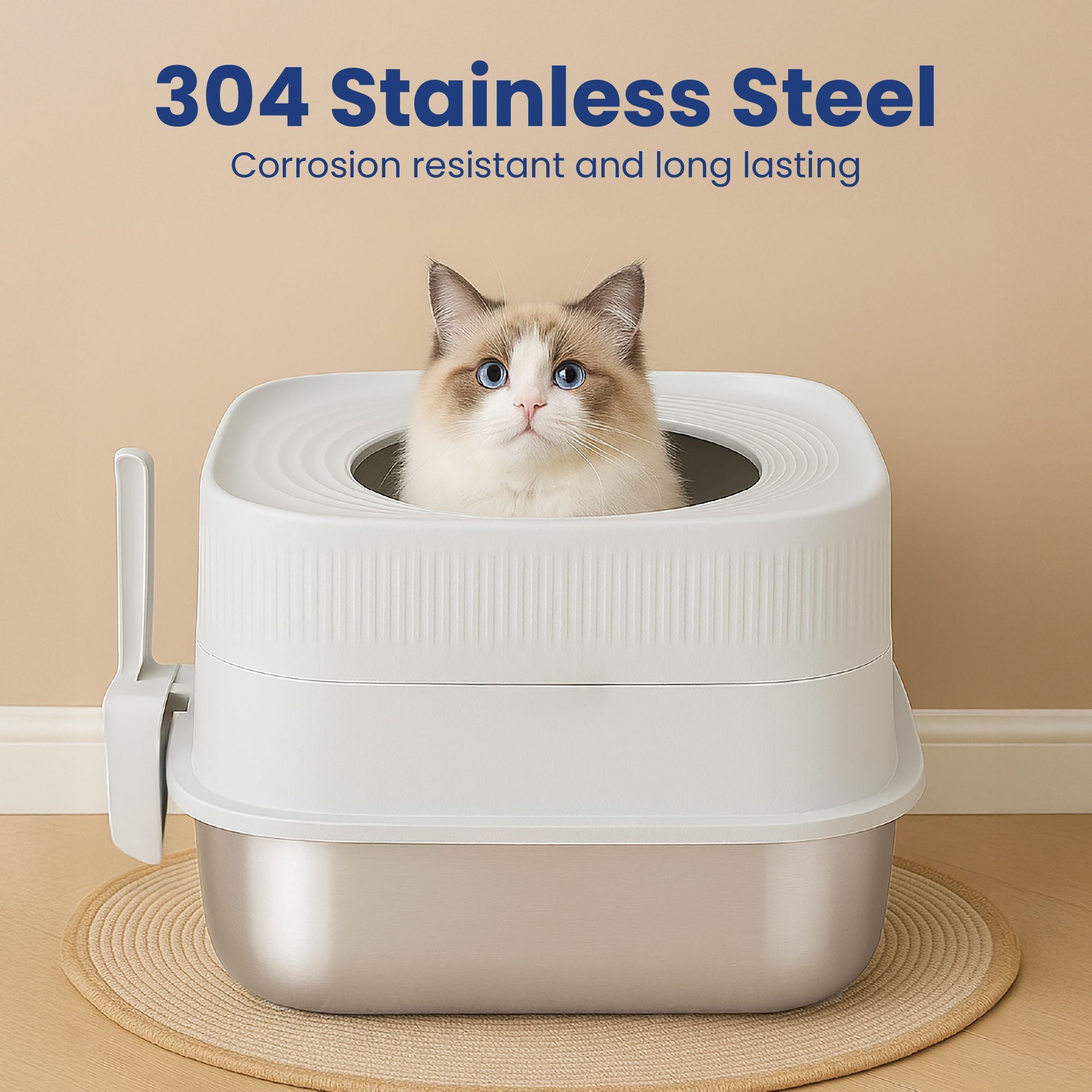 PawsPik® 304 Stainless Steel Top Entry XL Litter Box & Scooper