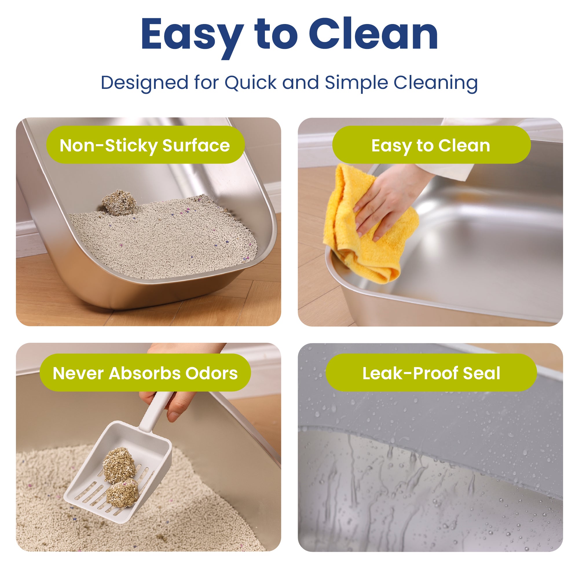 PawsPik® 304 Stainless Steel Top Entry XL Litter Box & Scooper