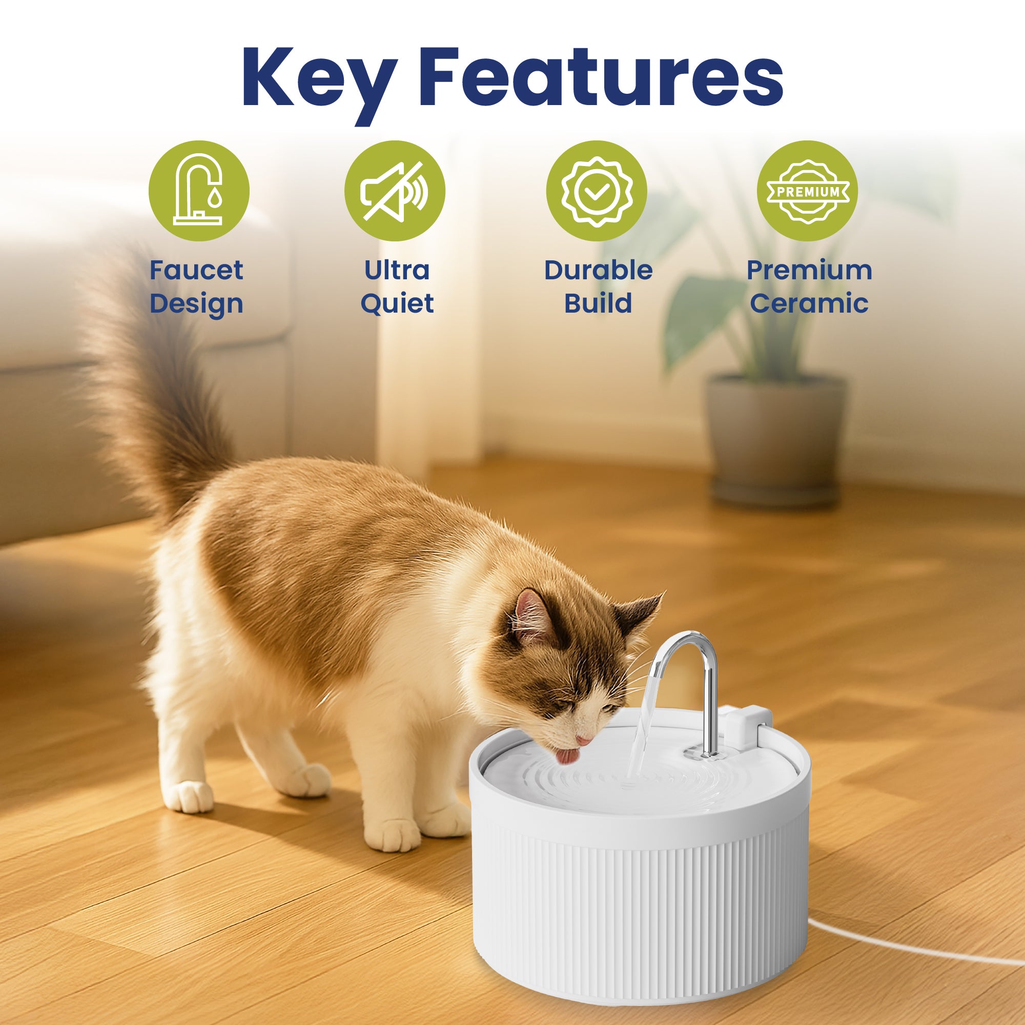 PawsPik® Ceramic Serenity Faucet Pet Water Fountain