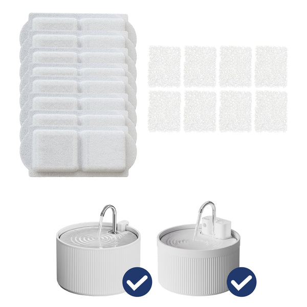 Image of white color filters for PawsPik ceramic cat water fountains, illustrating compatible components for pet hydration systems.