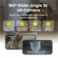 Load image into Gallery viewer, PawsPik Automatic Cat Feeder with 2K HD camera features a 160° view, showcasing a cat eating, with highlights on night vision and motion detection capabilities.
