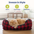 Load image into Gallery viewer, PawsPik® Cozy Fleece & Plush Cat & Dog Orthopedic Bolster Bed, Red Flannel
