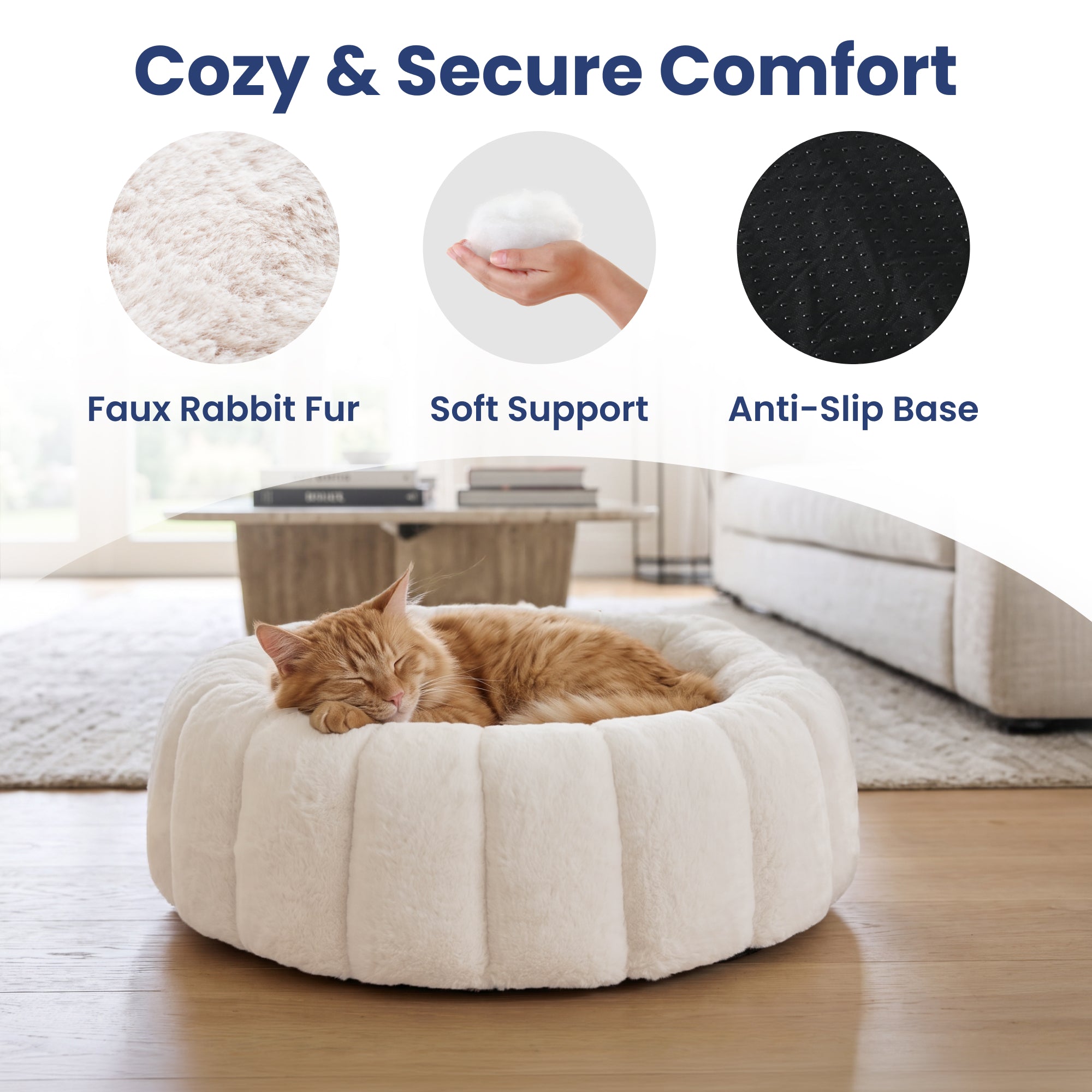 PawsPik® 3-in-1 Convertible Plush Cave & Donut Bolster Dog & Cat Bed,