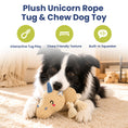 Load image into Gallery viewer, PawsPik® Unicorn Squeaky Crinkle Plush Rope Tug & Chew Dog Toy, Beige
