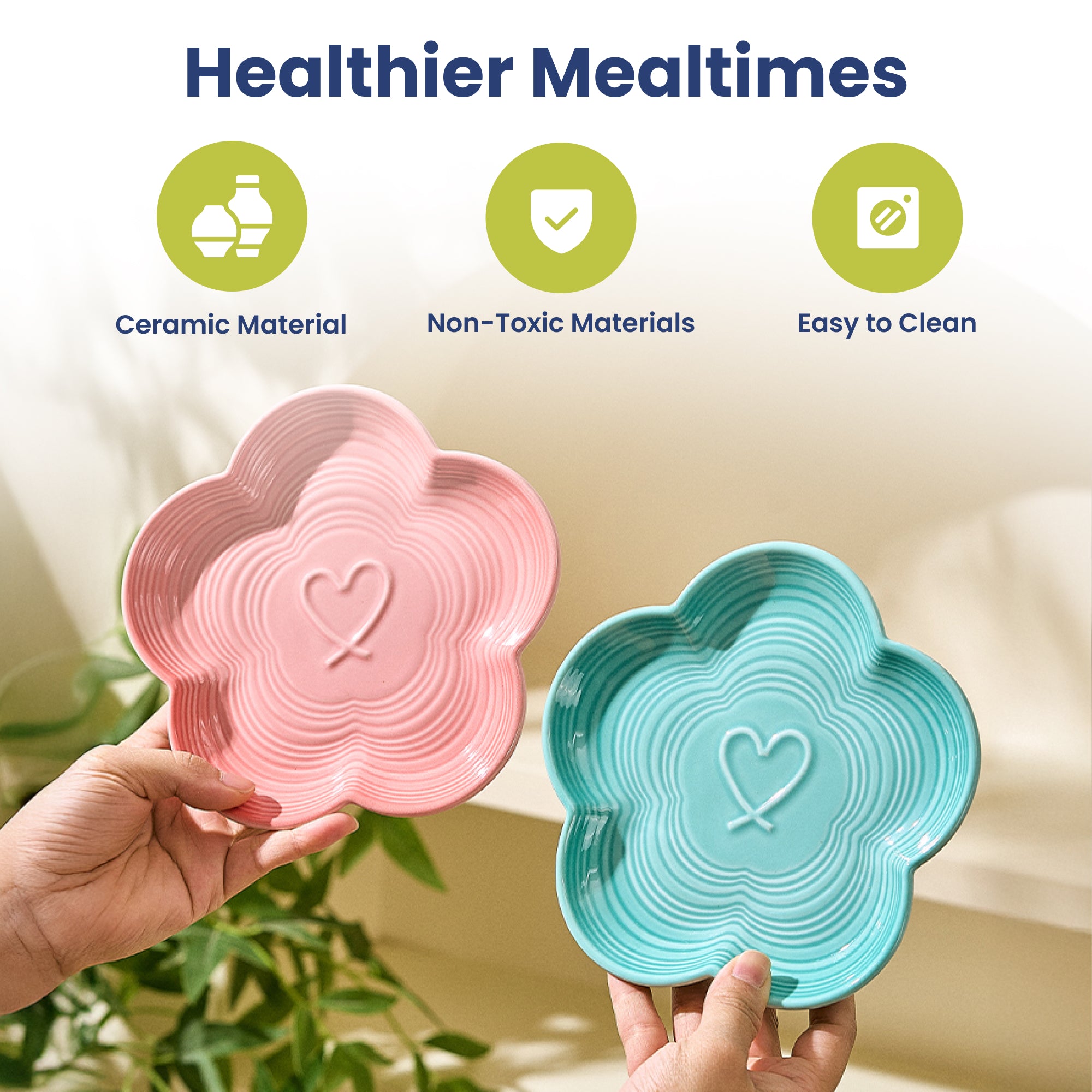 PawsPik® Flower Ceramic Feeding Cat Plate with Raised Bamboo Stand