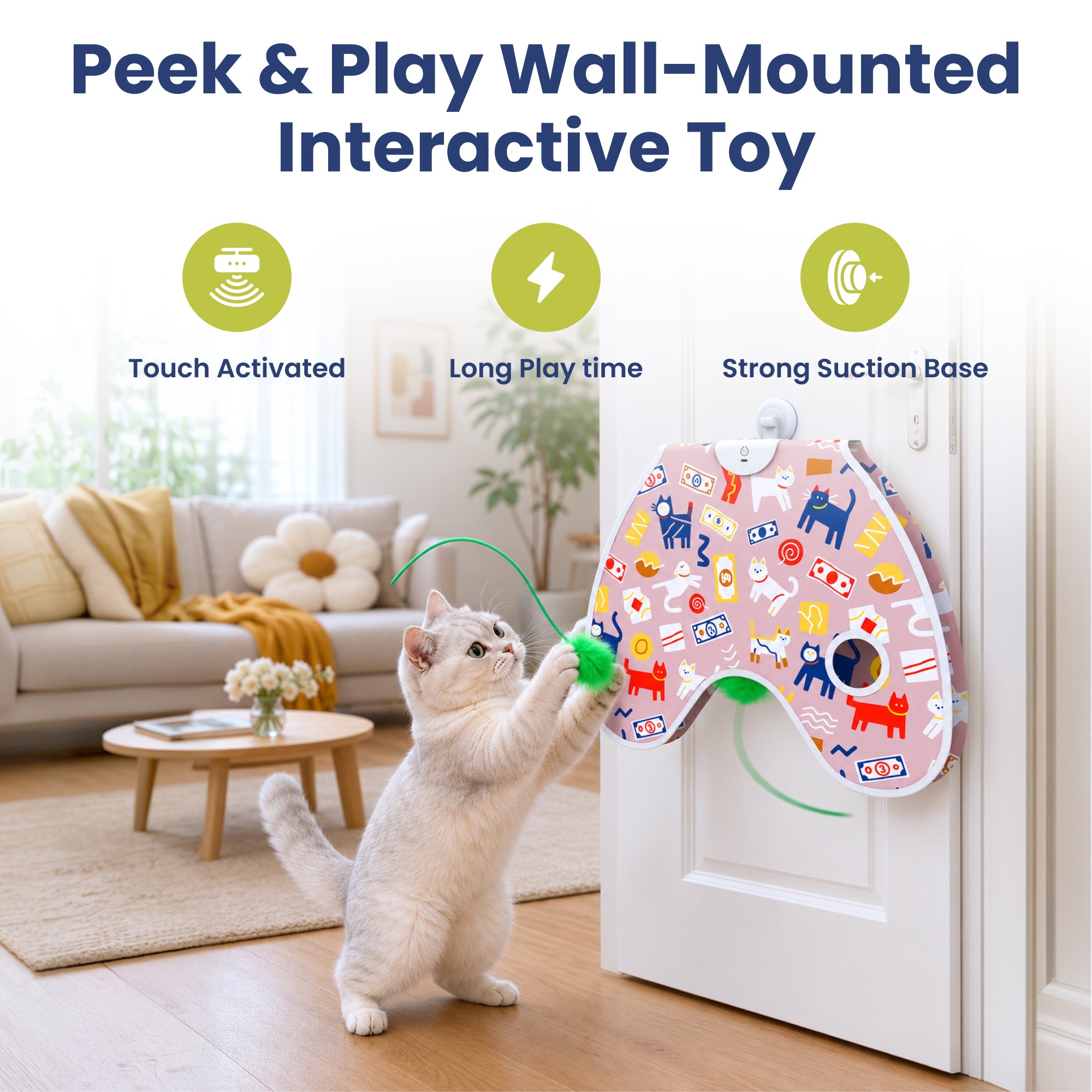 PawsPik® Peek & Play Wall Mounted Interactive Electronic Hide & Seek Cat Toy