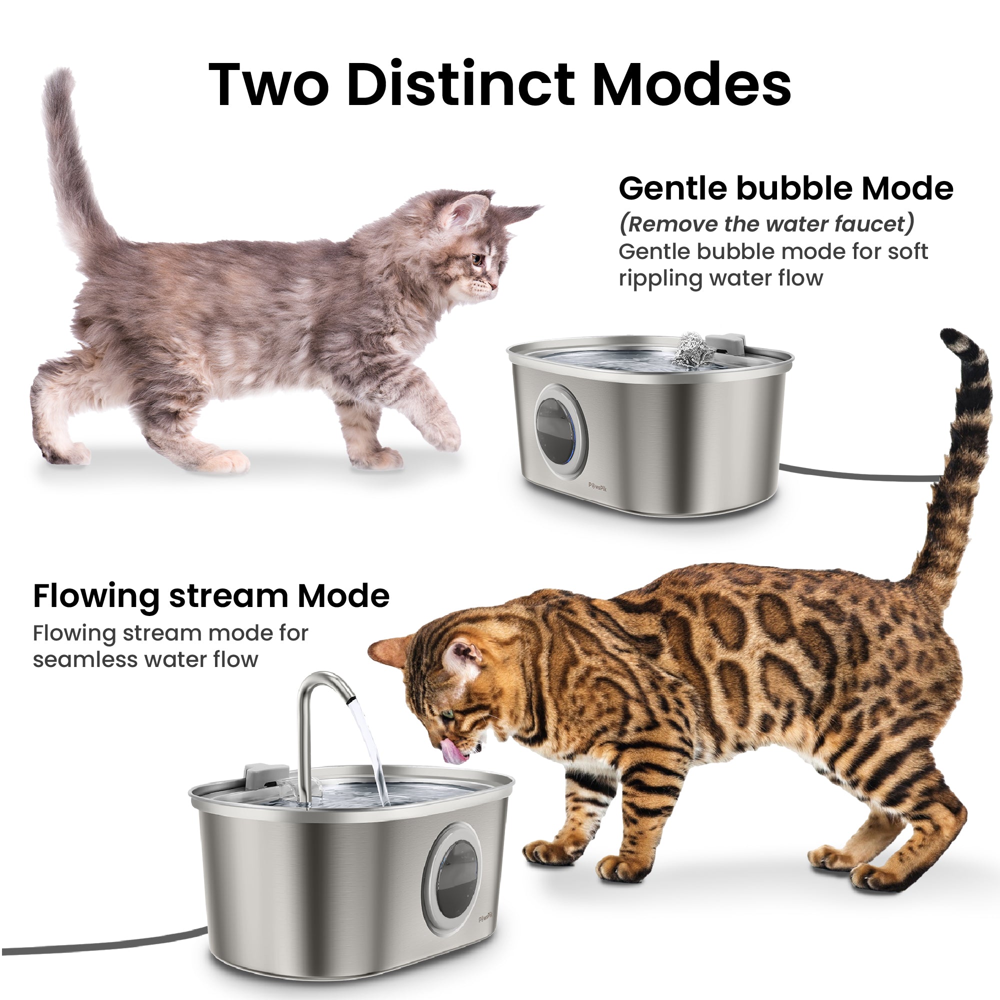 PawsPik® SS-01 Dog & Cat Water Fountain Made with Stainless Steel
