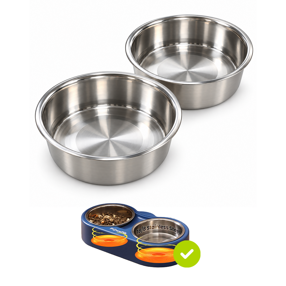 PawsPik® 2-Pack Stainless Steel Replacement Bowls for Heated Outdoor Pet Bowl