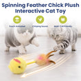 Load image into Gallery viewer, PawsPik® Interactive Spinning Feather Chick Electronic Plush Cat Toy, Yellow
