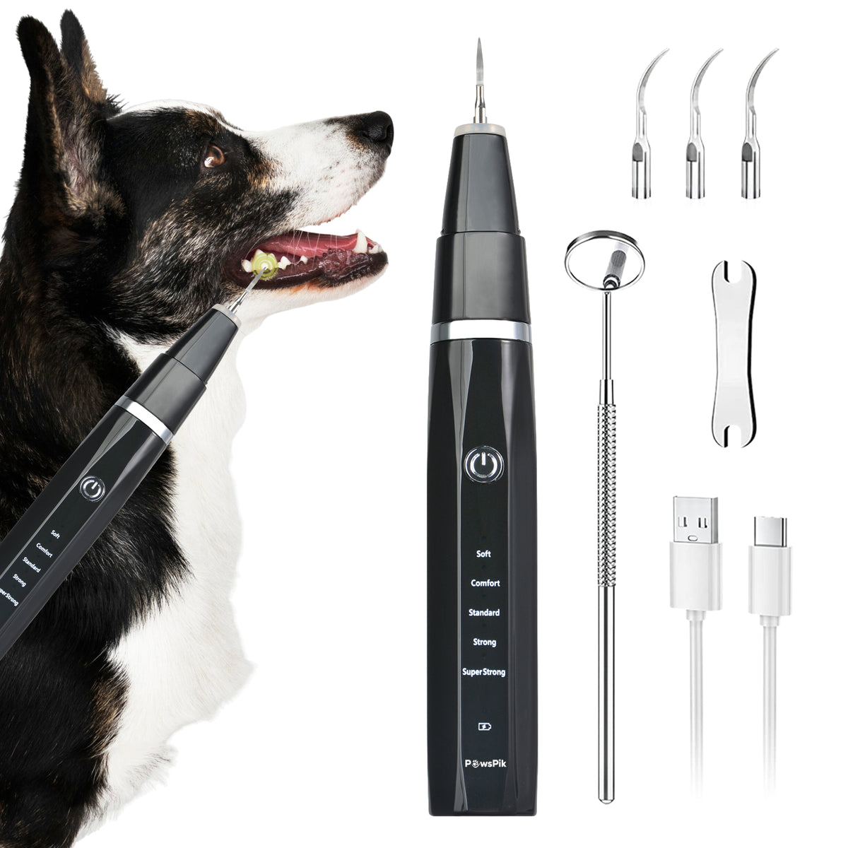 Dog Tooth Scraper PawsPik® Ultrasonic Teeth Cleaner Dog Dental Kit
