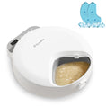 Load image into Gallery viewer, A white color Automatic Cat Feeder for Wet Food with a transparent compartment showing wet food, accompanied by blue ice packs for cooling purposes.
