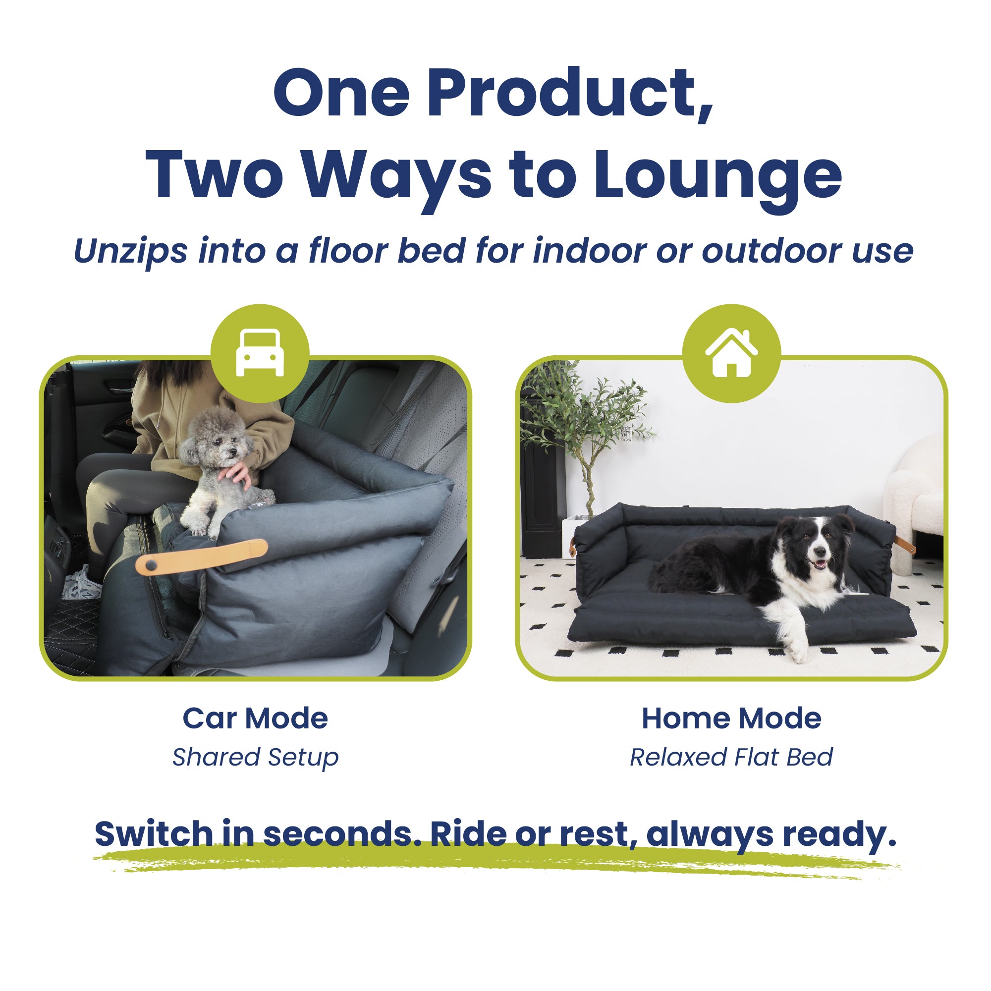 PawsPik® Ultra Large Premium 2-in-1 Car Seat & Convertible Travel Dog Bed