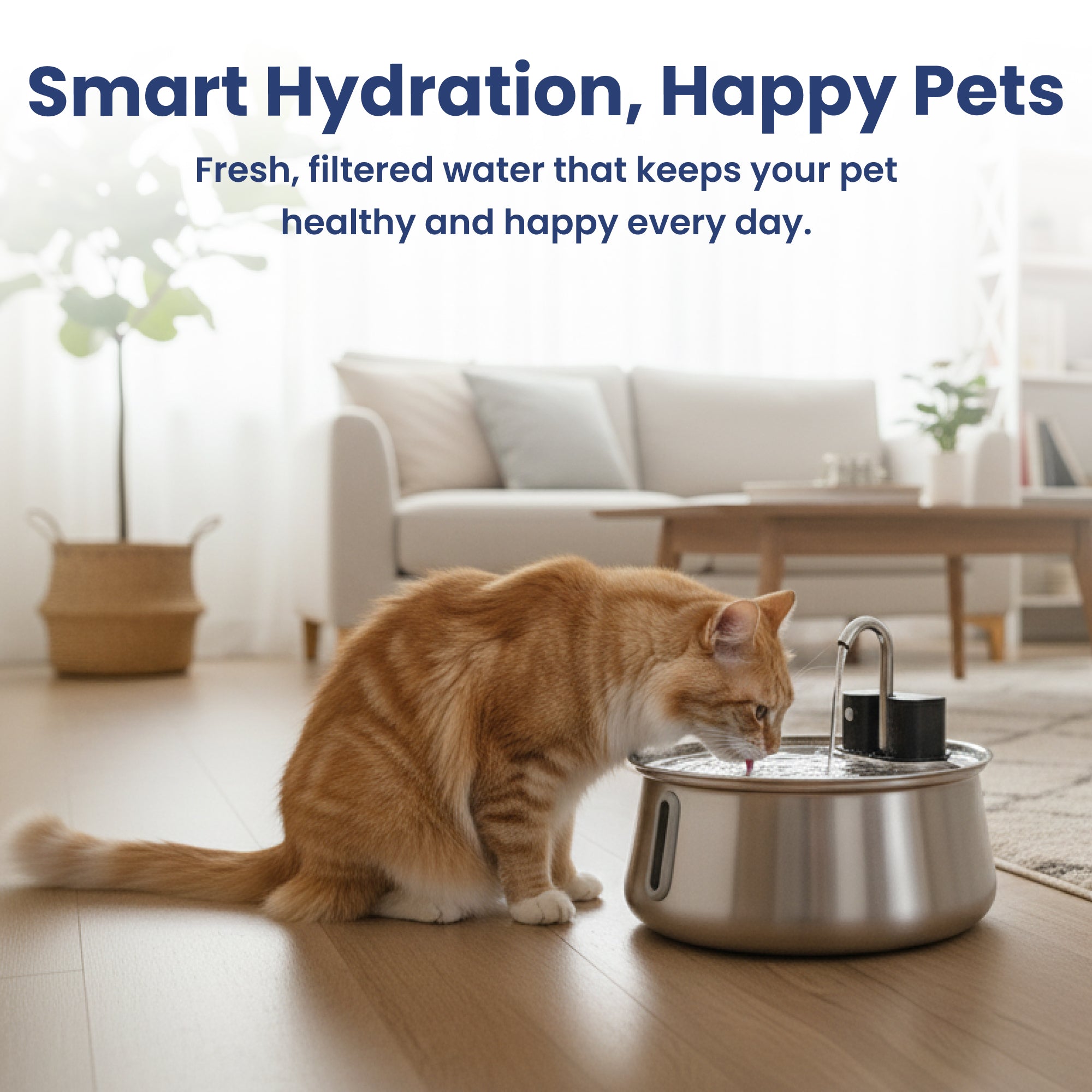 PawsPik® Stainless Steel Battery-Operated Dog & Cat Water Fountain, 4-L
