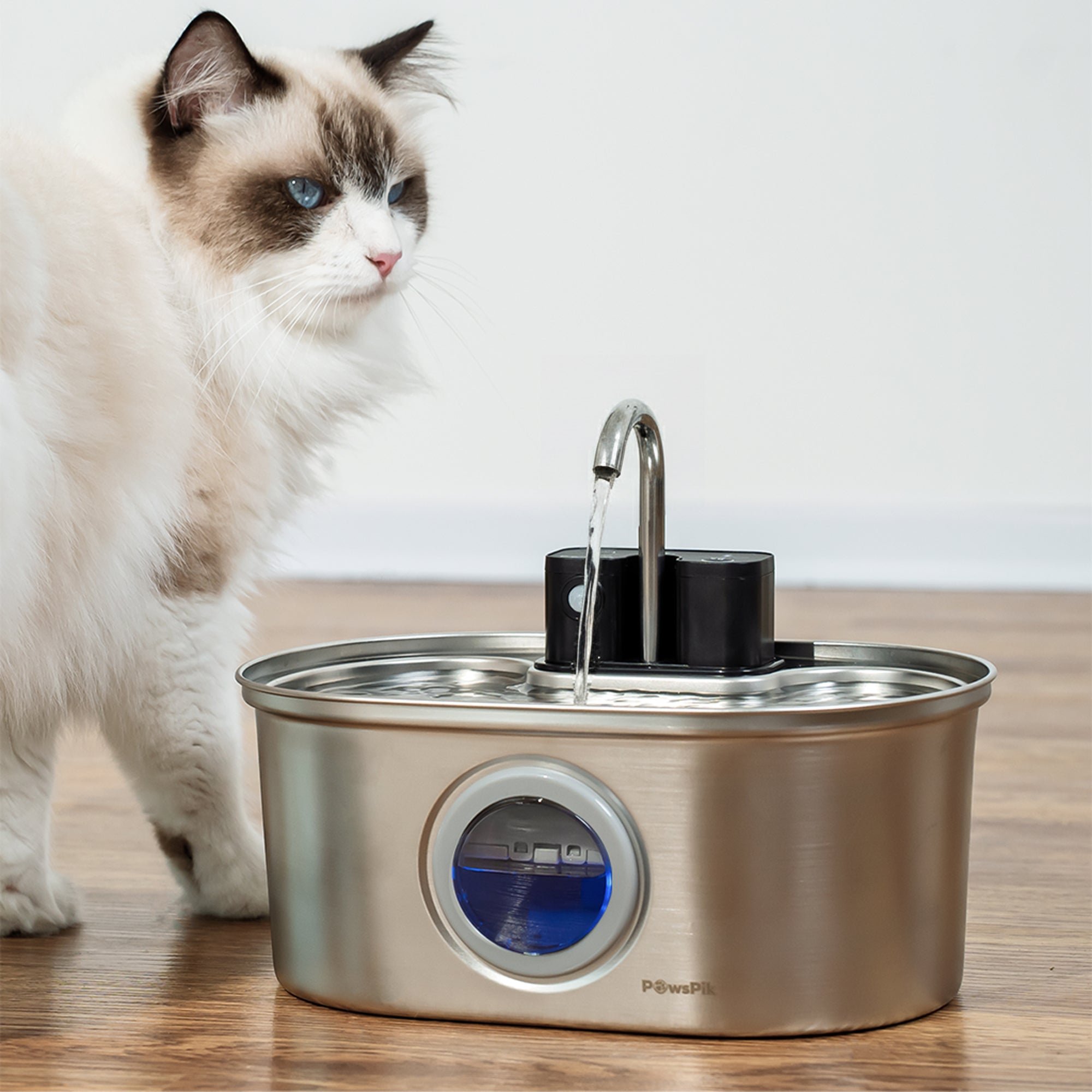 PawsPik® Stainless Steel Battery-Operated Dog & Cat Water Fountain, 3.2-L