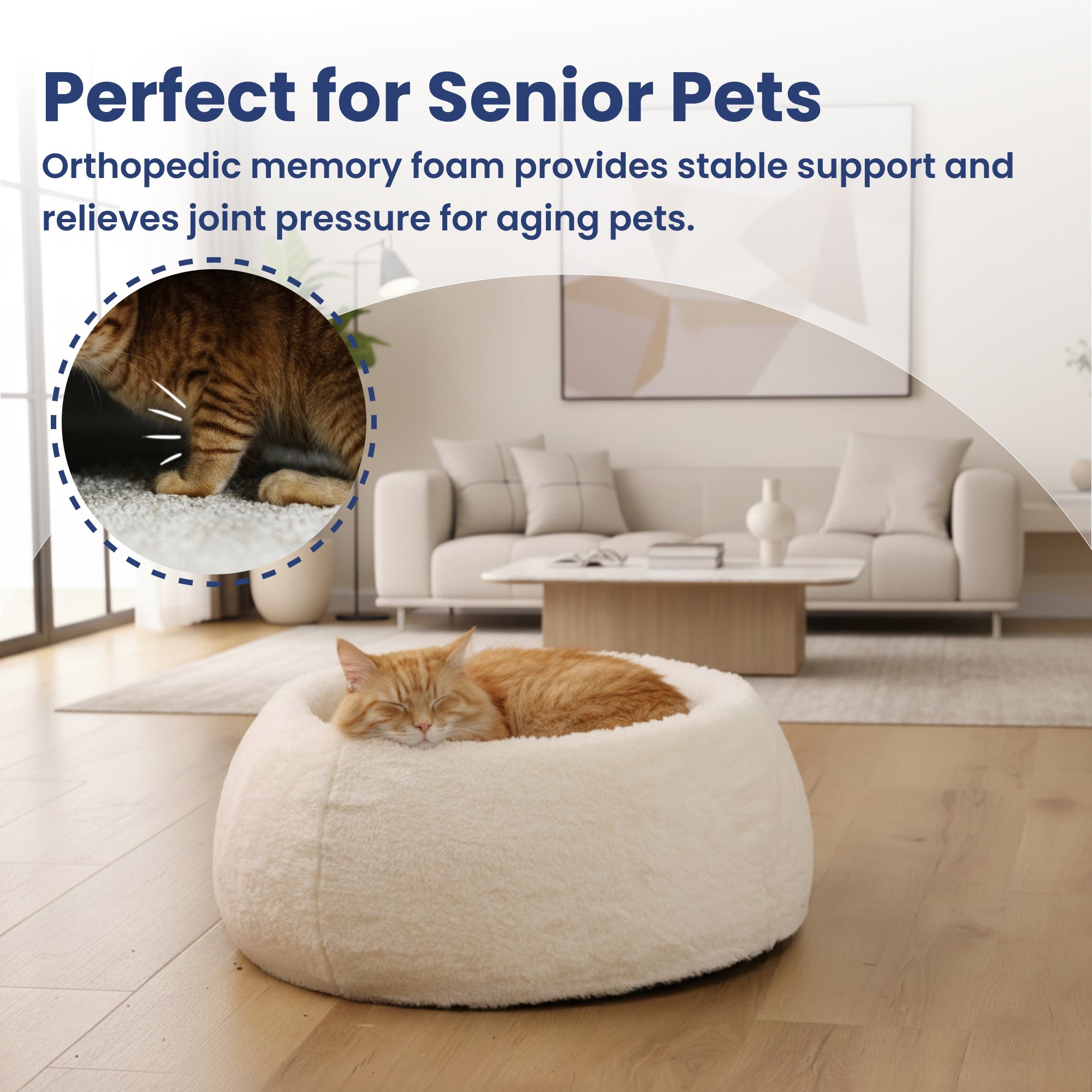 PawsPik® Perfect Comfort Orthopedic Faux Rabbit Fur Memory Foam Cat &