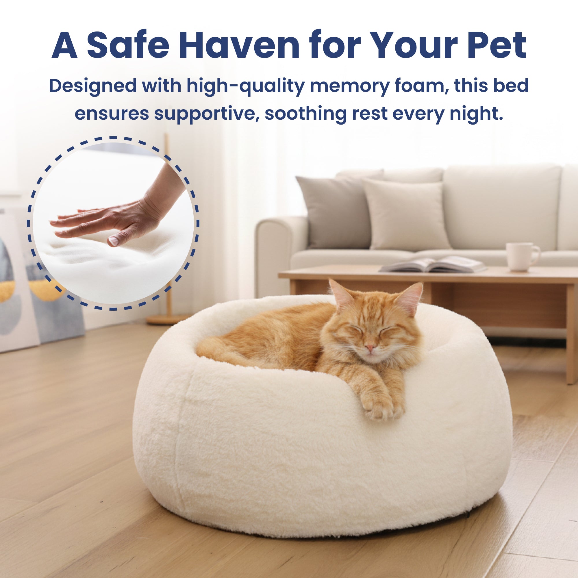 PawsPik® Perfect Comfort Orthopedic Faux Rabbit Fur Memory Foam Cat &