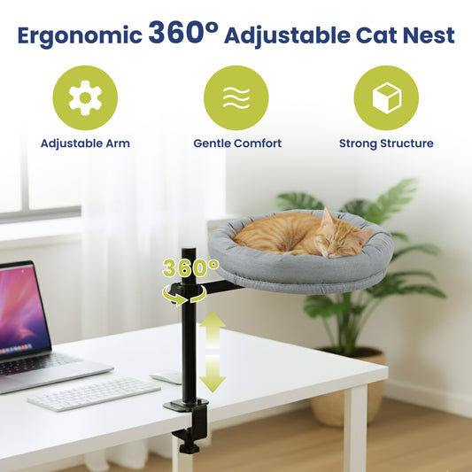 PawsPik® Adjustable 360° Desk Cotton Cat Nest Bed