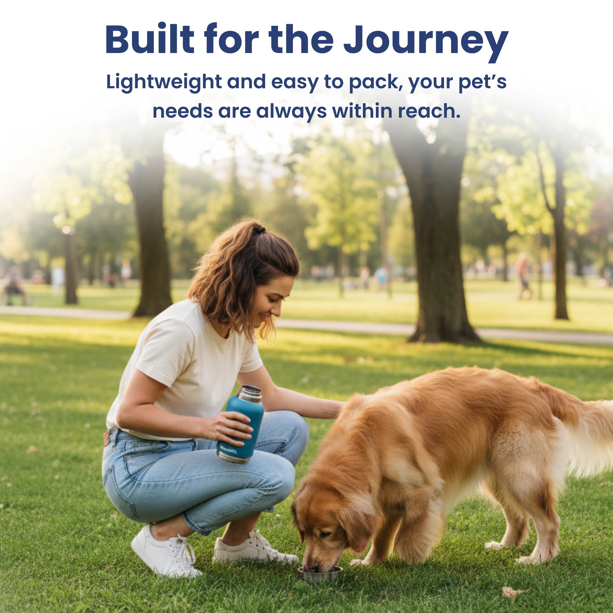 PawsPik Travel 3-in-1 Dog Water Bottle & Bowl Set, Blue