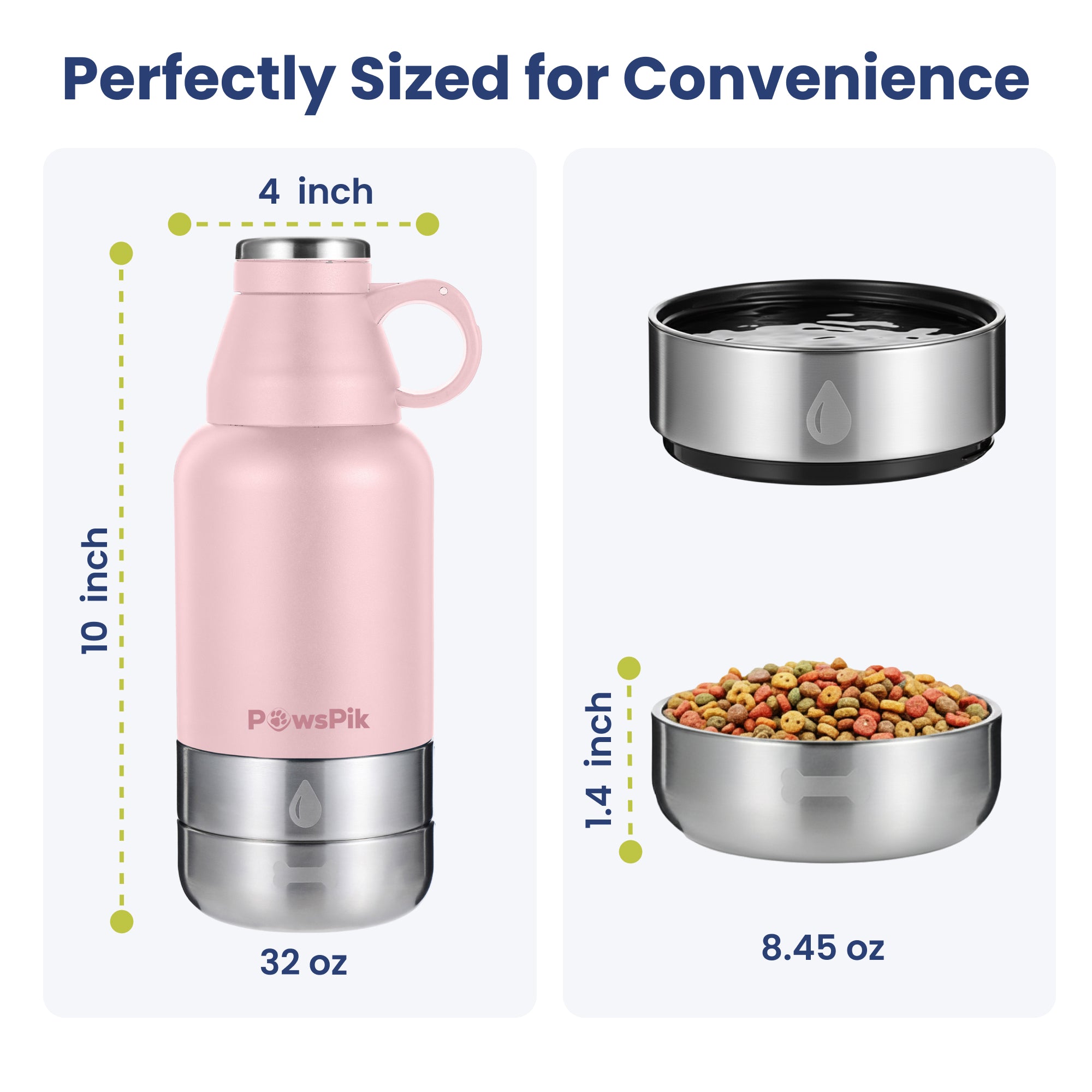 PawsPik® Travel 3-in-1 Dog Water Bottle & Bowl Set