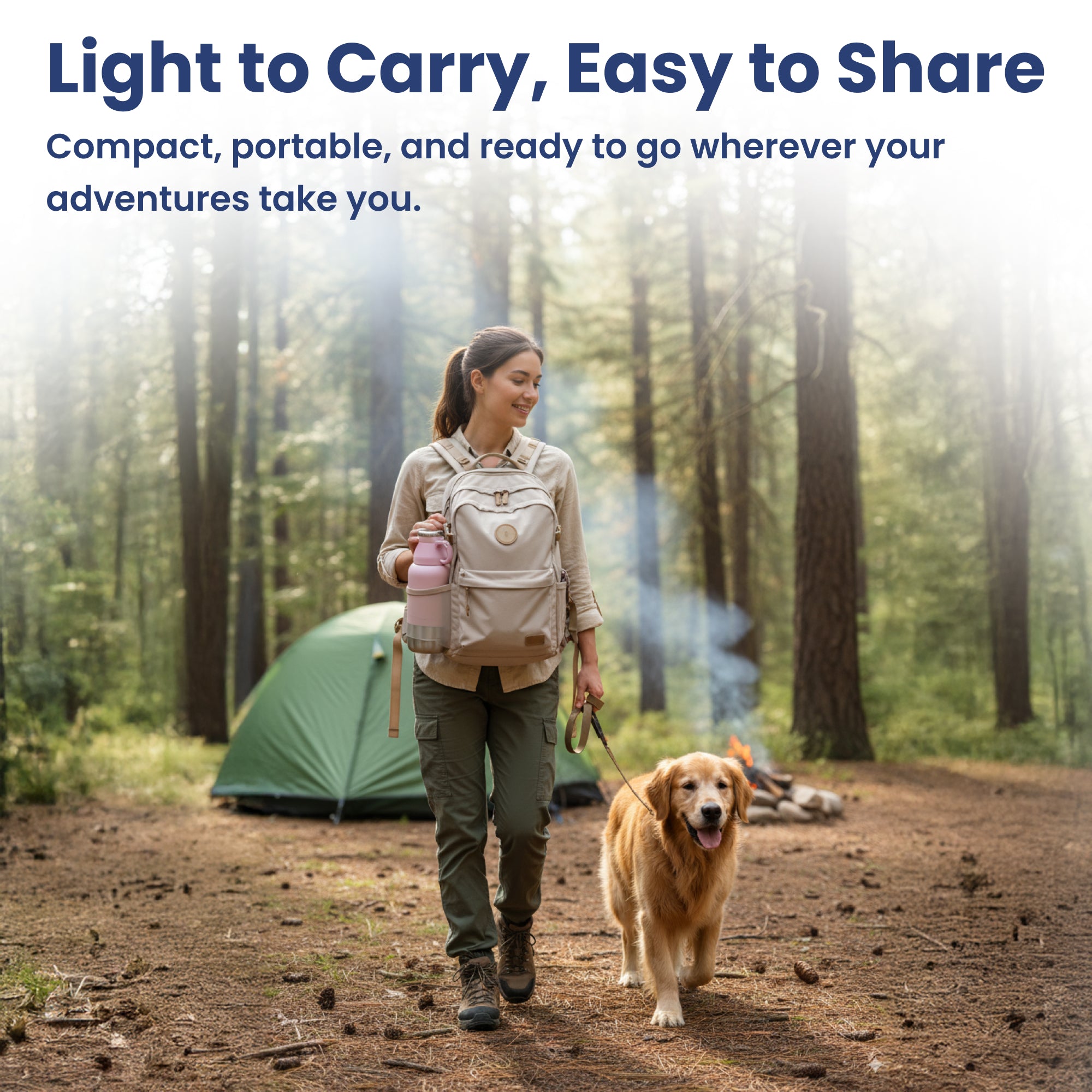 PawsPik Travel 3-in-1 Dog Water Bottle & Bowl Set, Blue