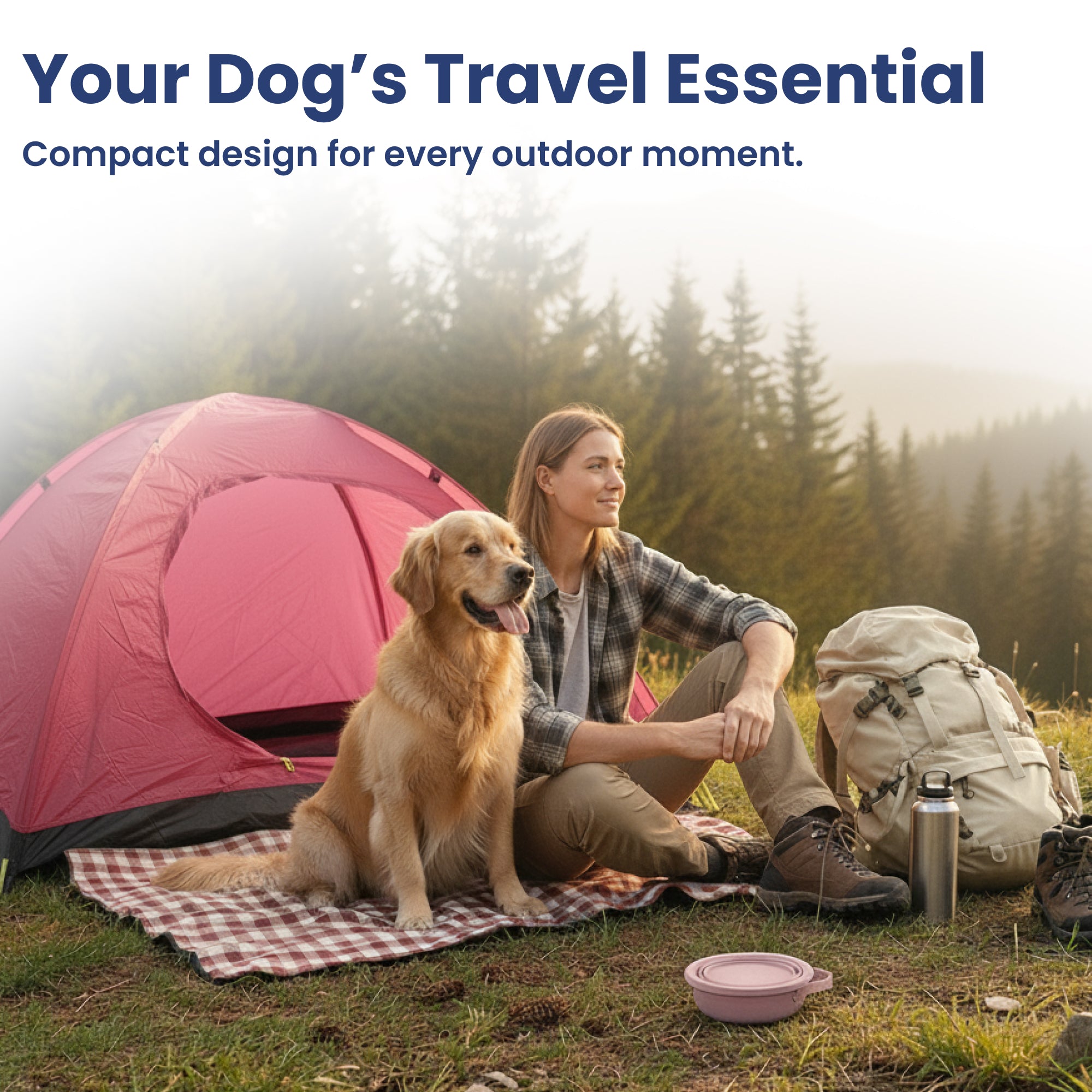 PawsPik® 2-in-1 18/8 Stainless Steel & Silicone Dog & Cat Travel Bowl