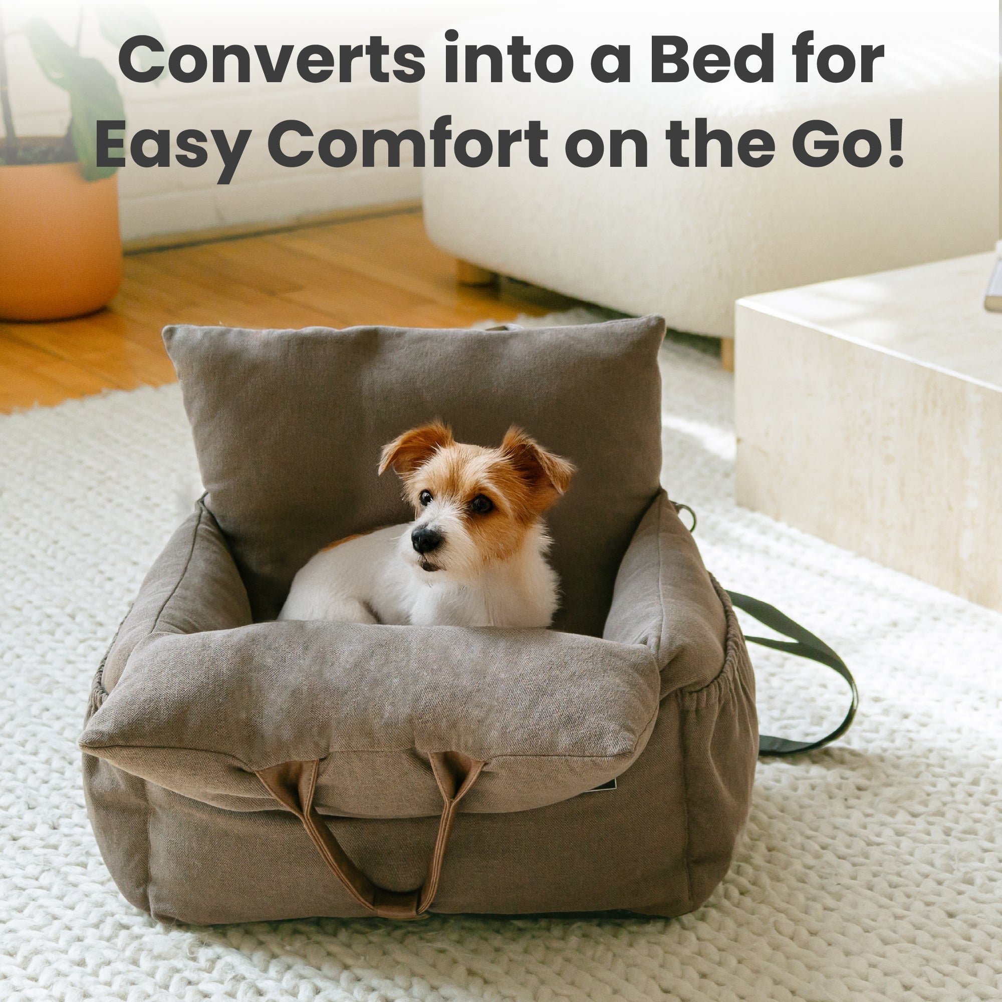 PawsPik® Convertible Plush 3-in-1 Pet Carrier, Travel Bed & Car Seat, Chestnut Brown, Medium