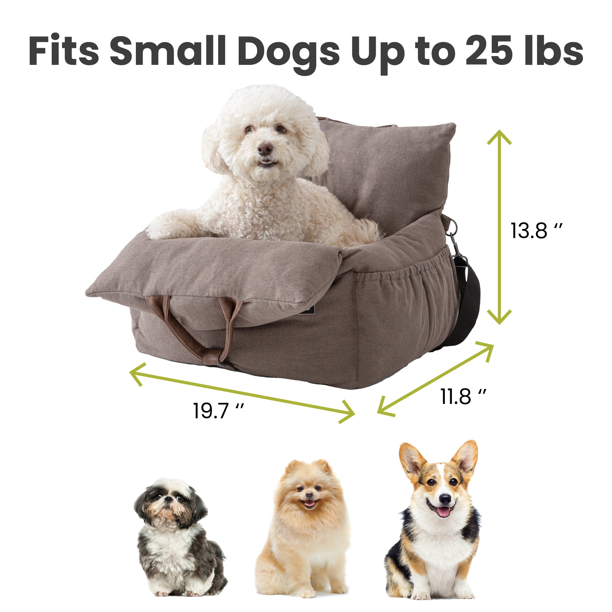 PawsPik® Convertible Plush 3-in-1 Pet Carrier, Travel Bed & Car Seat, Chestnut Brown, Medium