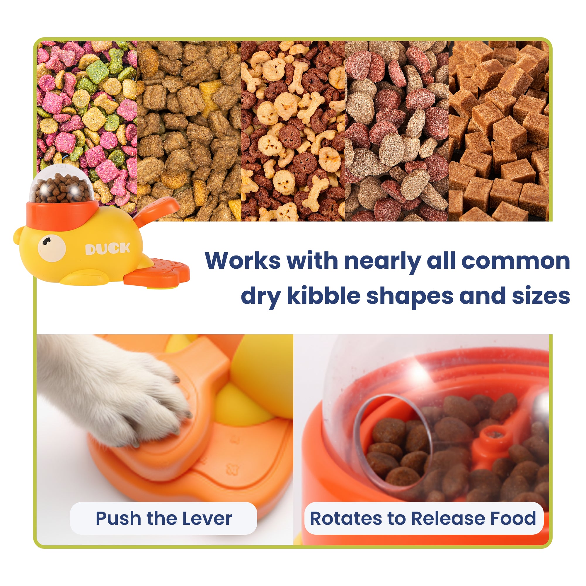 PawsPik® Happy Duck Interactive Dog Treat Dispenser Toy, Small, Yellow