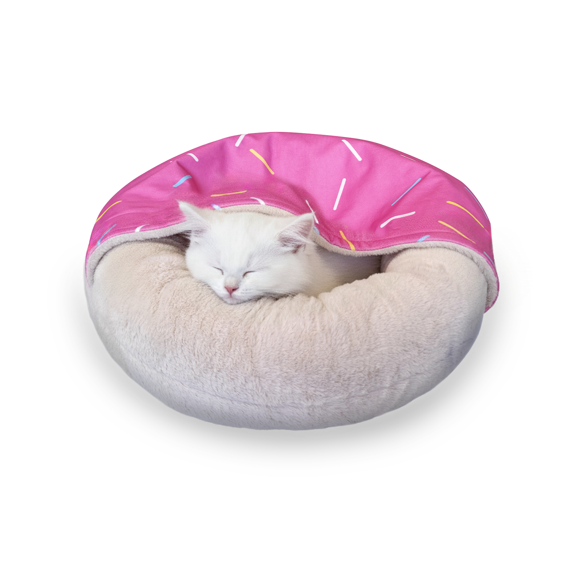 PawsPik® Orthopedic Memory Foam Donut-Themed Plush Bolster Cat & Dog Bed & Removable Cover, Medium
