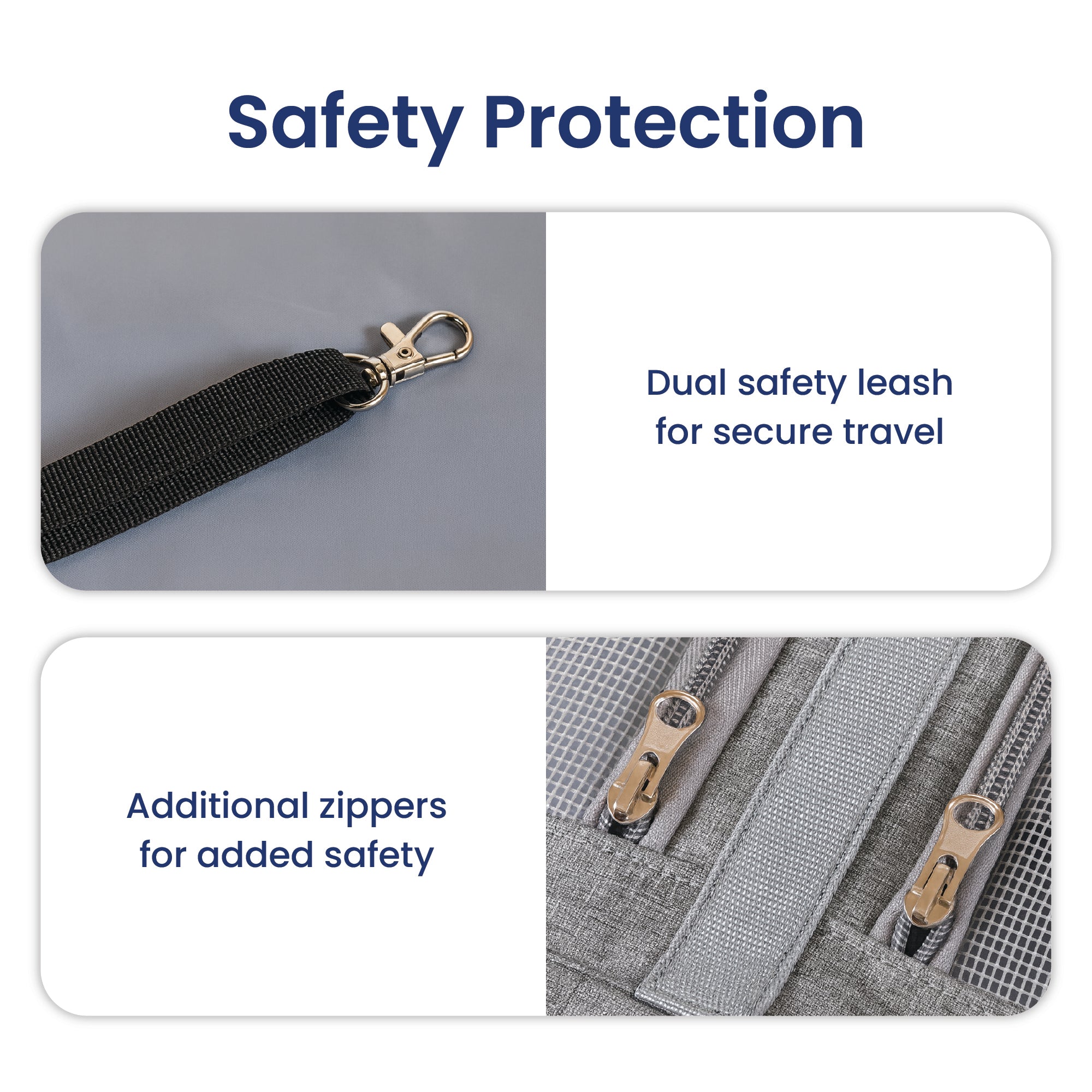 PawsPik® Portable Dual-Pet Dog & Cat Carrier, Light Gray