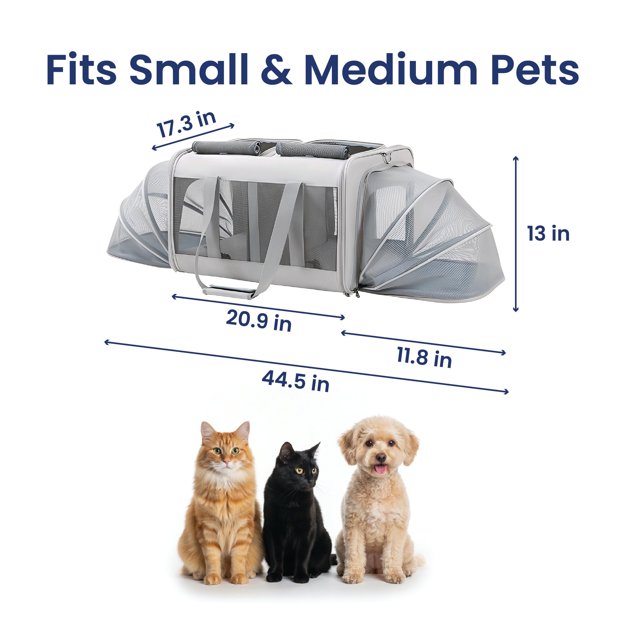 PawsPik® Portable Dual-Pet Dog & Cat Carrier, Light Gray