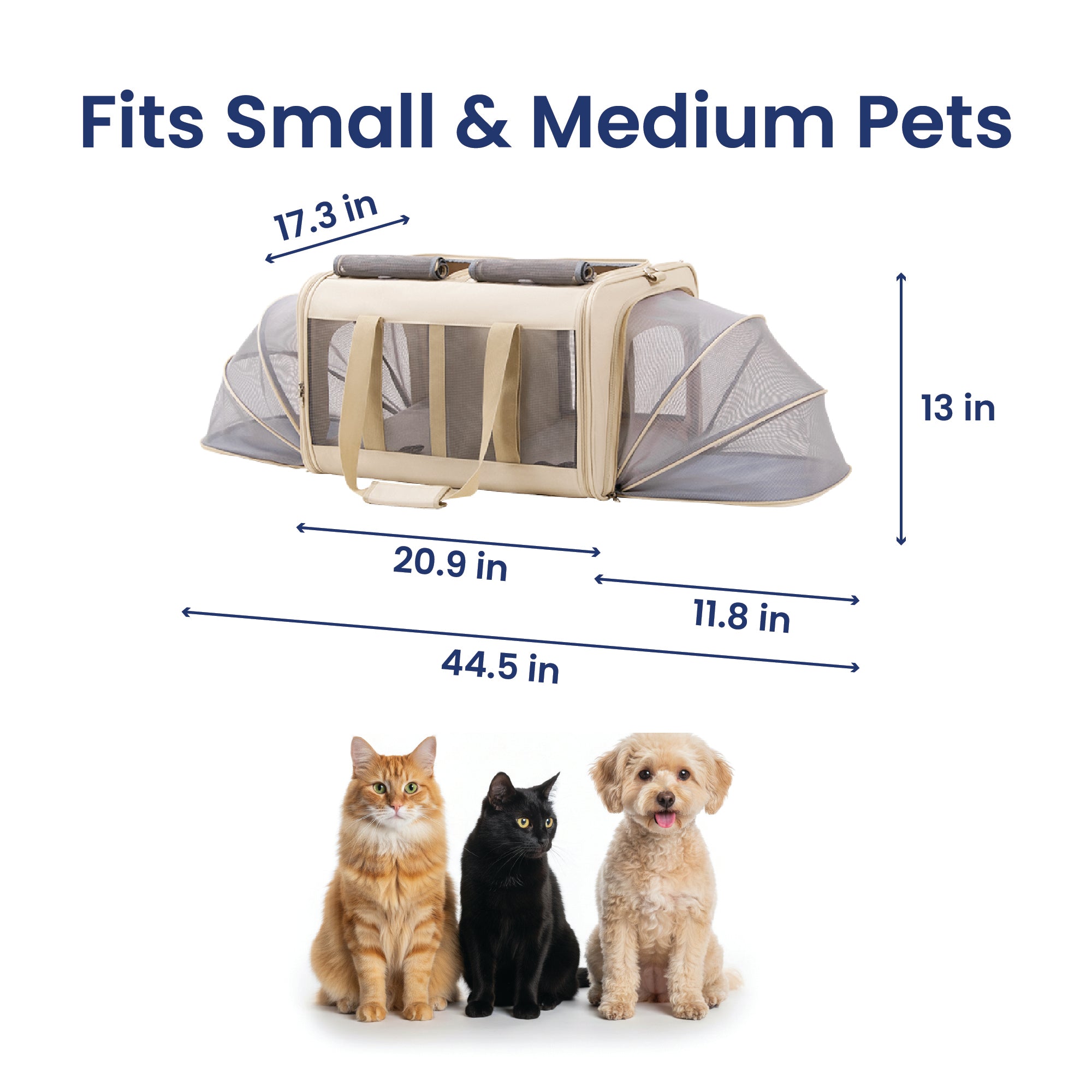 PawsPik® Portable Dual-Pet Dog & Cat Carrier, Light Gray