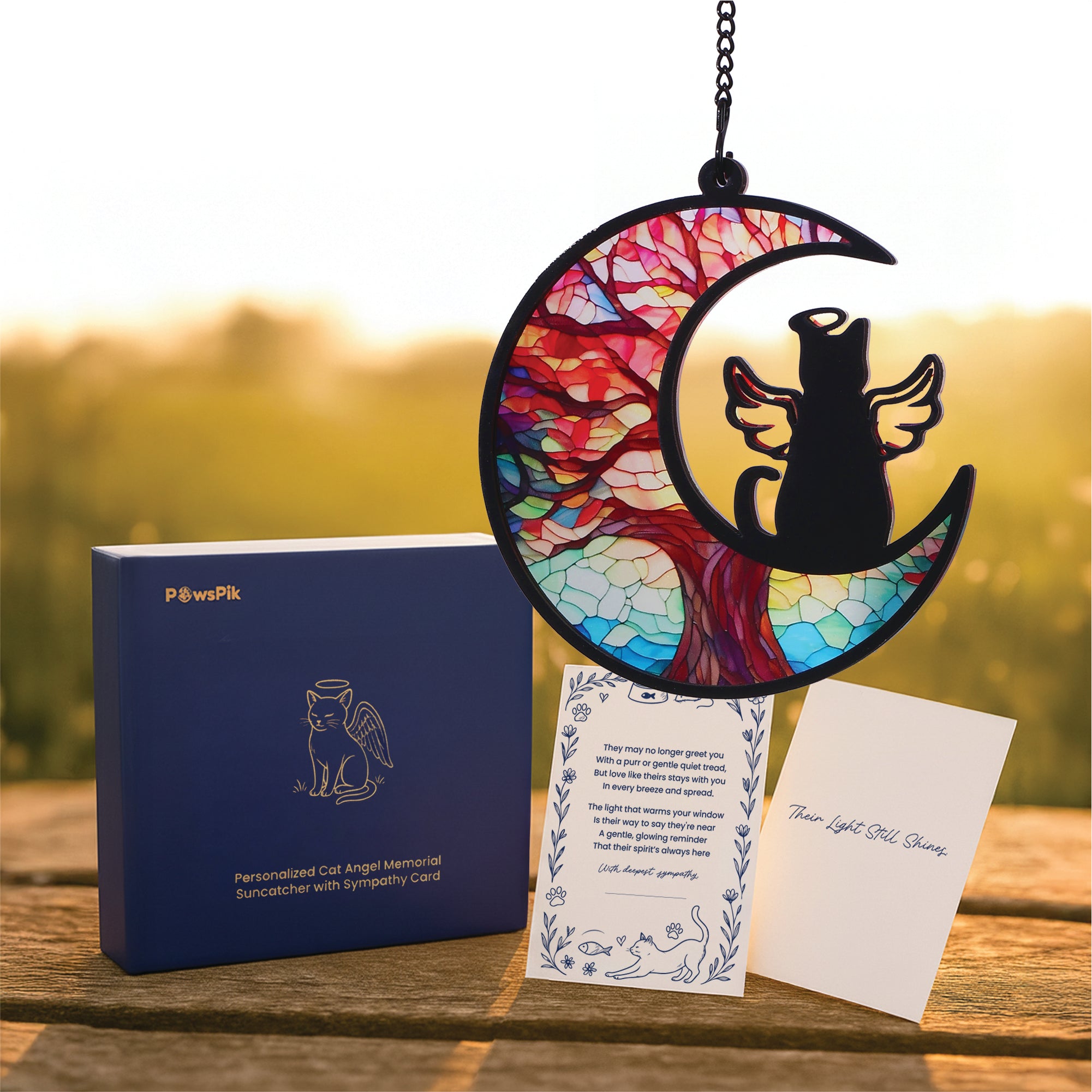 PawsPik® Personalized Angel Memorial Pet Suncatcher with Sympathy Card