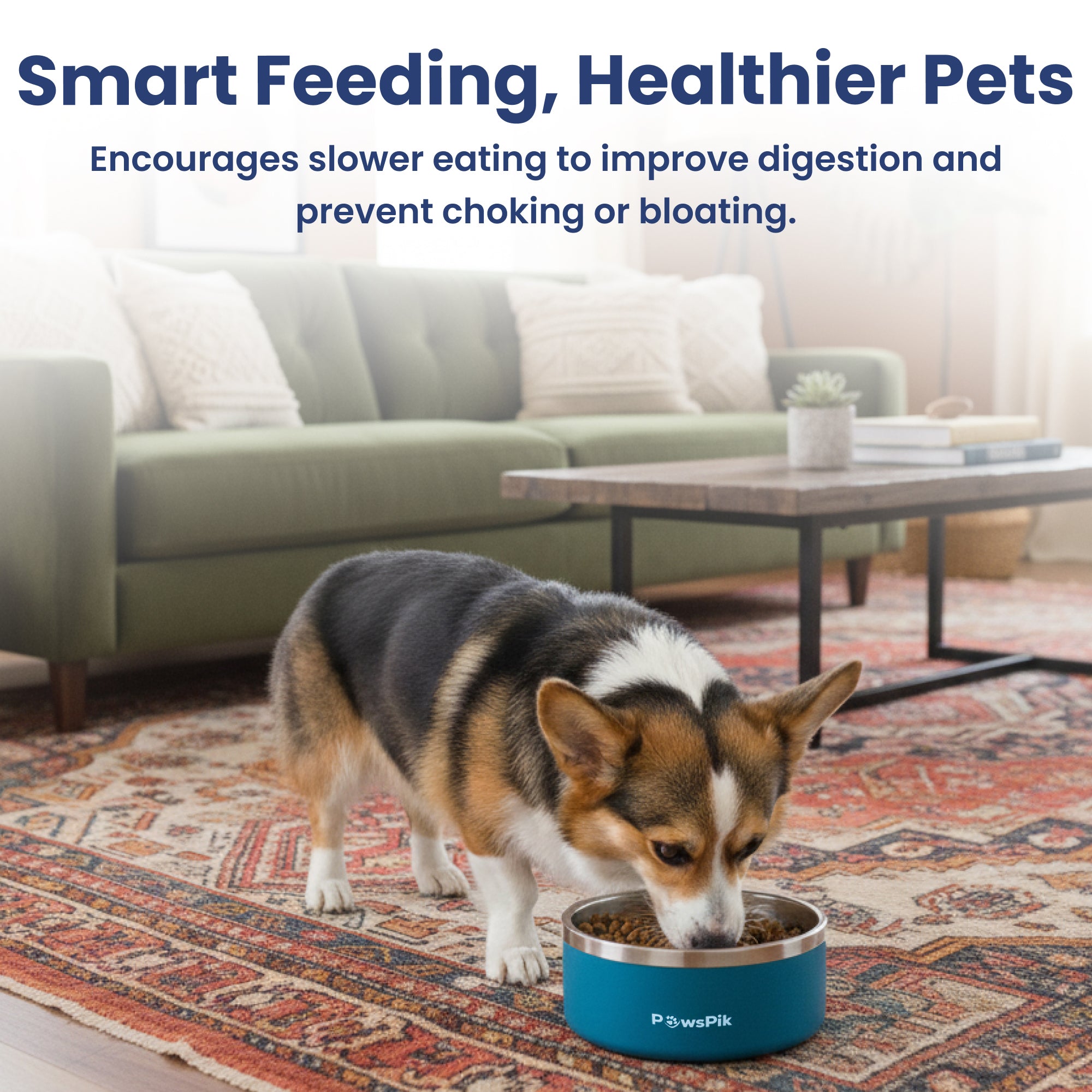 PawsPik® Stainless Steel Double Wall Slow-Feed Puzzle Dog Bowl, 64 oz