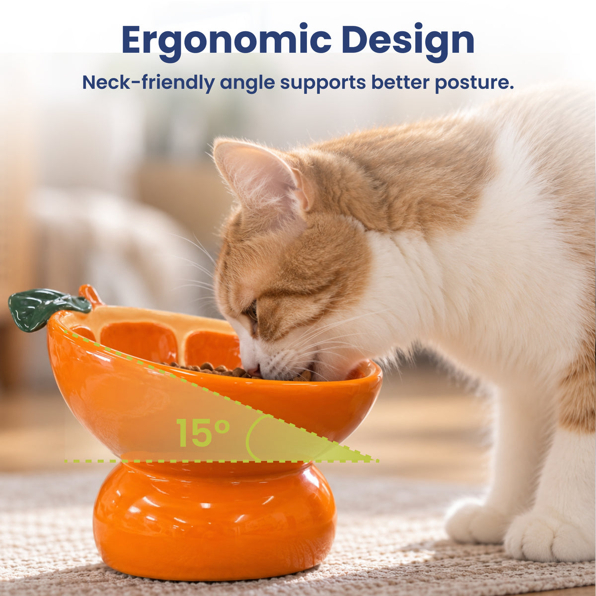 PawsPik® Fresh Picks Holiday Collection Elevated Ceramic Cat Bowl, Orange, 8-oz