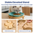 Load image into Gallery viewer, PawsPik® Flower Ceramic Feeding Cat Plate with Raised Bamboo Stand
