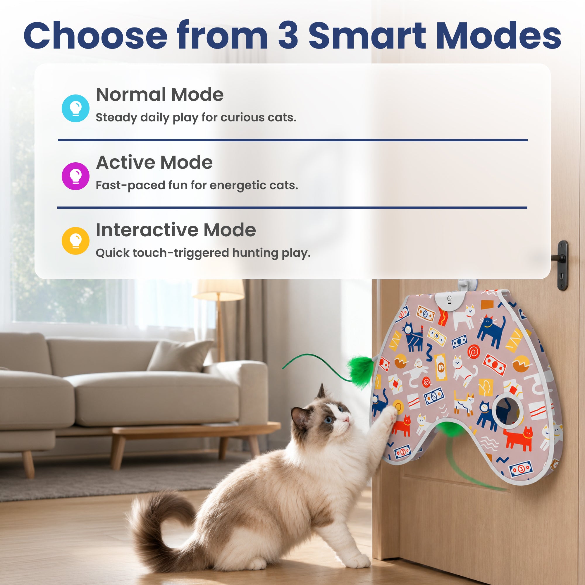 PawsPik® Peek & Play Wall Mounted Interactive Electronic Hide & Seek Cat Toy